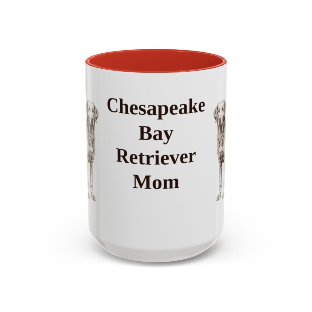 15oz Chesapeake Bay Retriever Dog Mom Mug, Red, front view