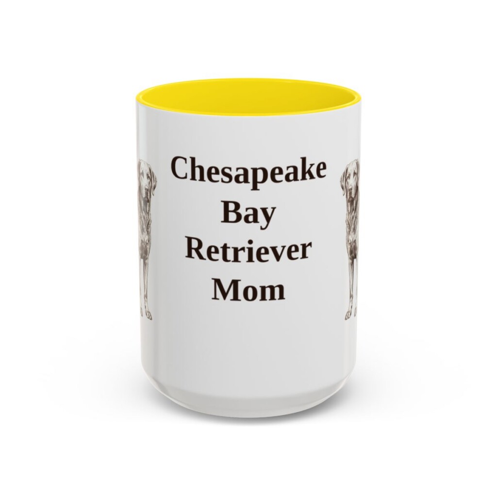 15oz Chesapeake Bay Retriever Dog Mom Mug, Yellow, front view