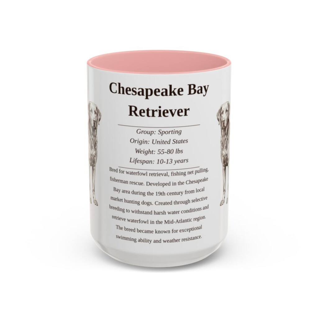 15oz Chesapeake Bay Retriever Mug, Pink, front view