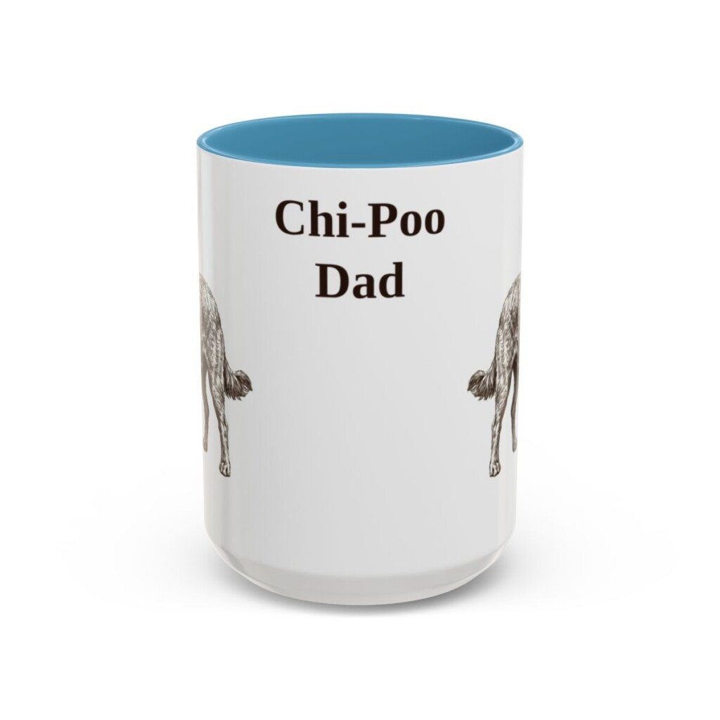 15oz Chi-Poo Dog Dad Mug, Light Blue, front view