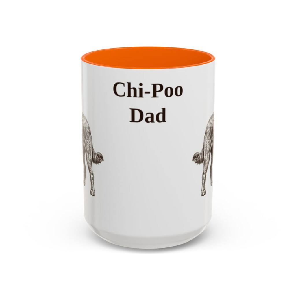 15oz Chi-Poo Dog Dad Mug, Orange, front view