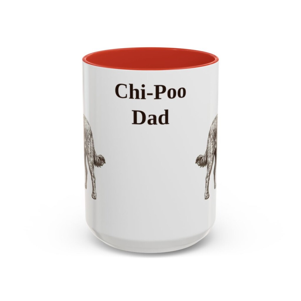 15oz Chi-Poo Dog Dad Mug, Red, front view