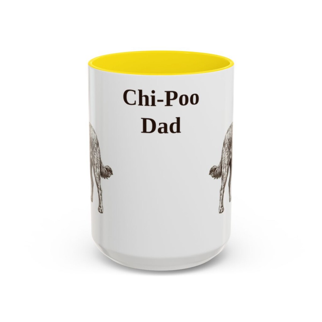 15oz Chi-Poo Dog Dad Mug, Yellow, front view