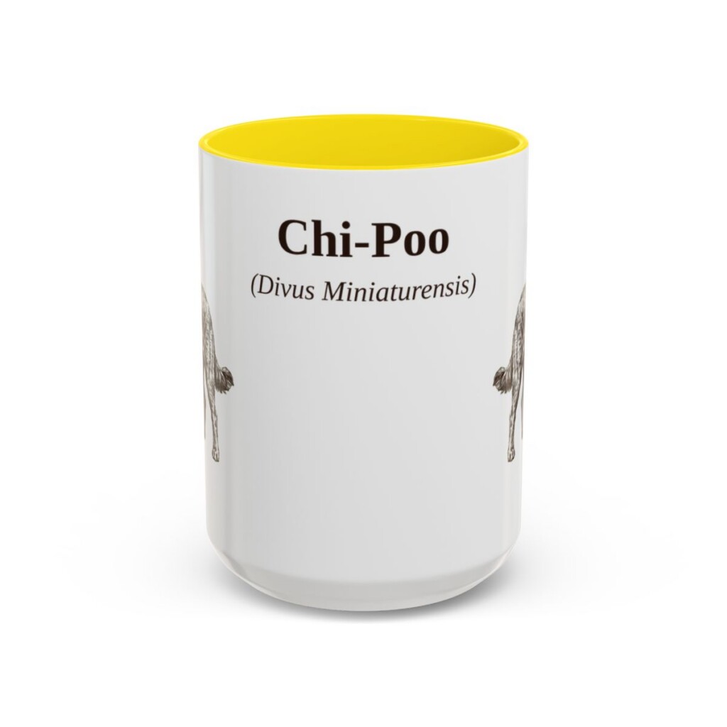 15oz Chi-Poo Latin Mug, Yellow, front view