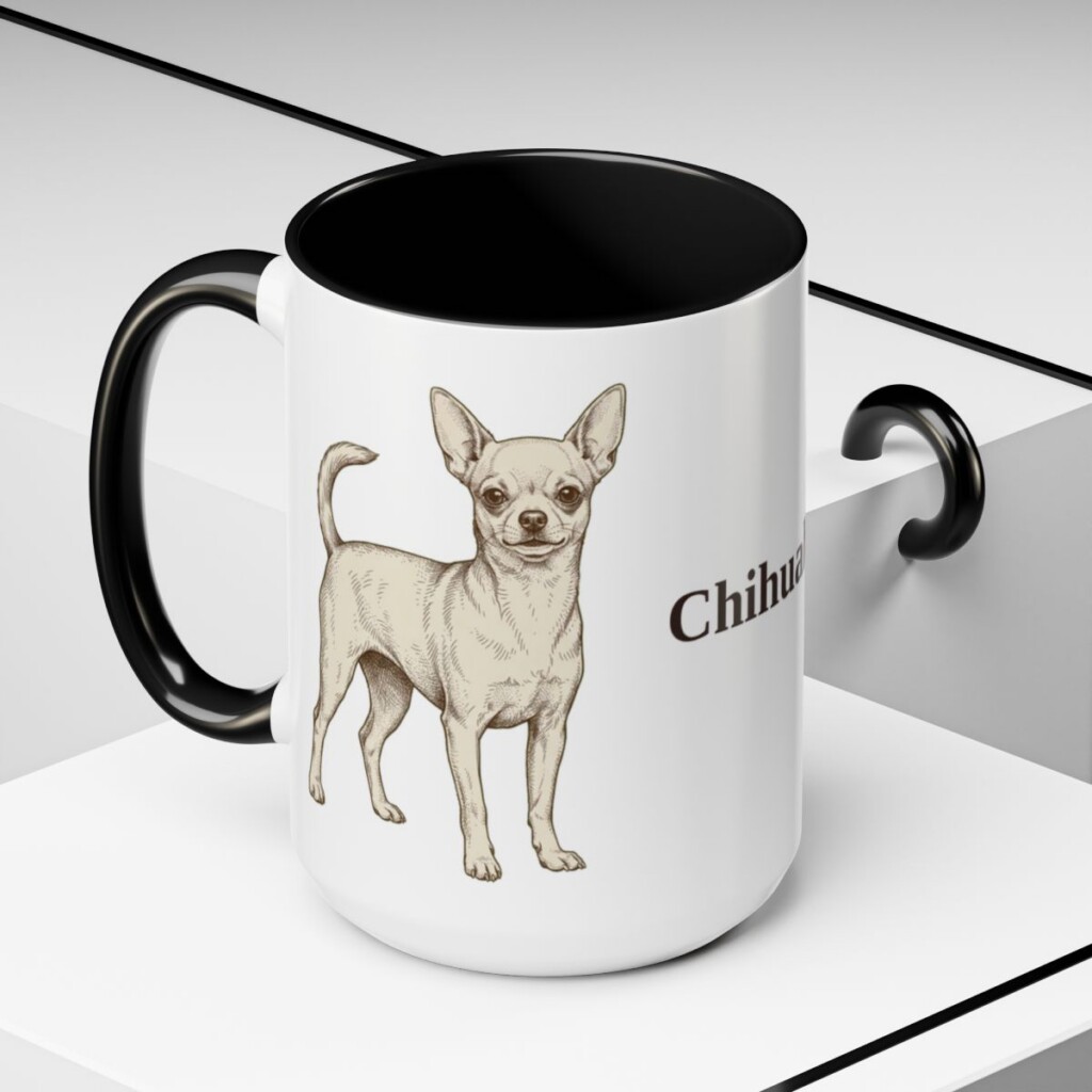 15oz Chihuahua Mug, Black, lifestyle photo