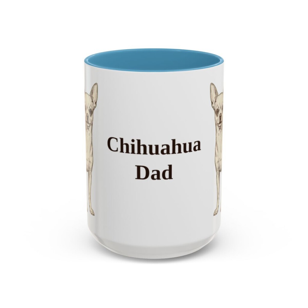 15oz Chihuahua Dog Dad Mug, Light Blue, front view