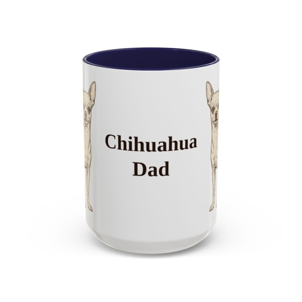 15oz Chihuahua Dog Dad Mug, Navy, front view