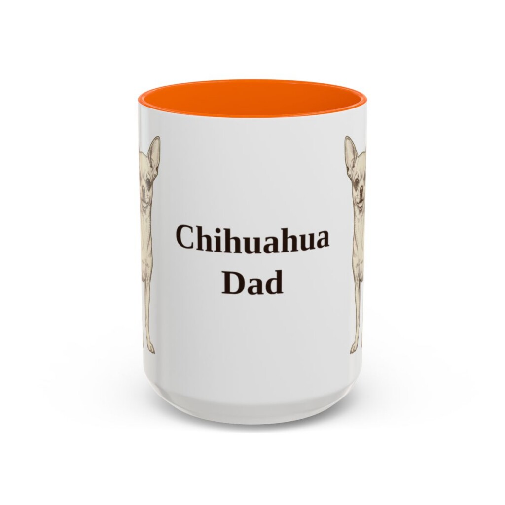 15oz Chihuahua Dog Dad Mug, Orange, front view
