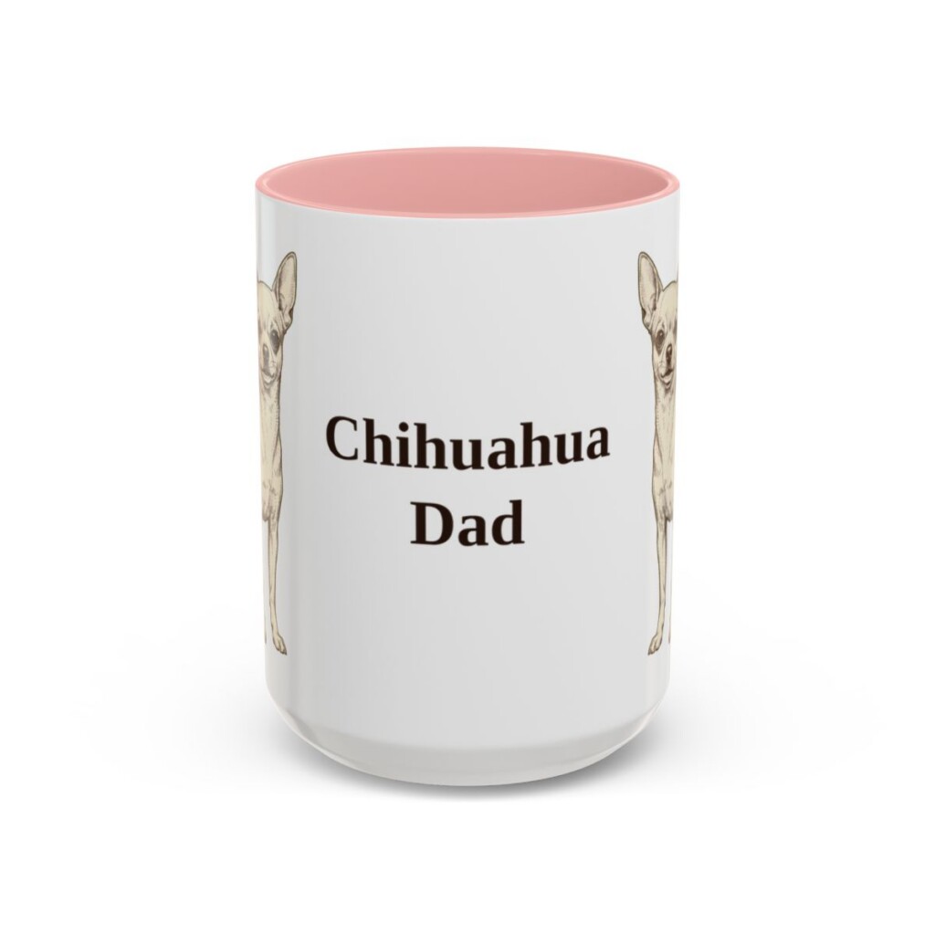 15oz Chihuahua Dog Dad Mug, Pink, front view