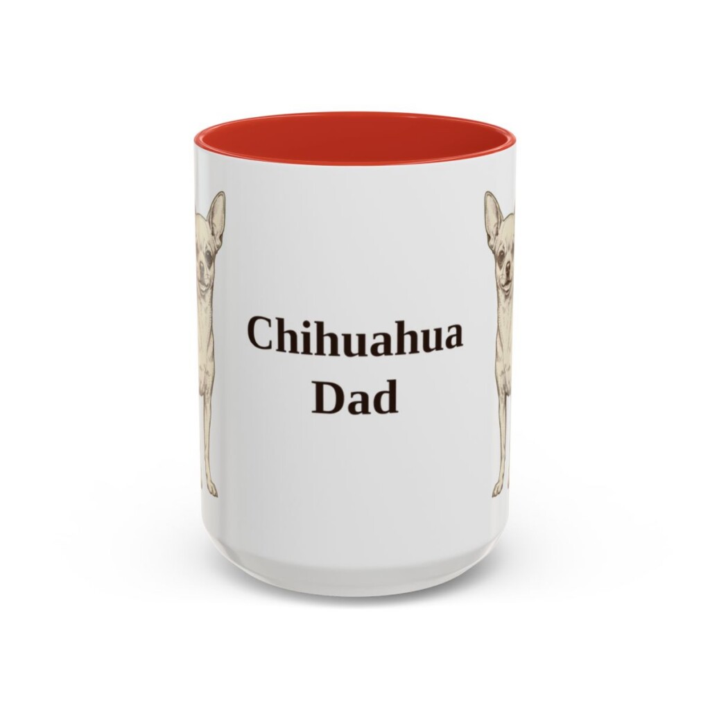 15oz Chihuahua Dog Dad Mug, Red, front view