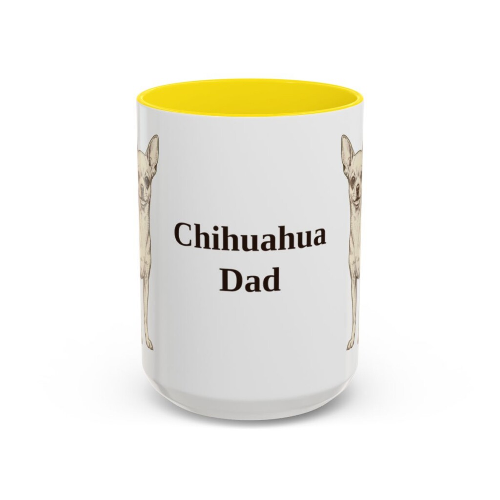 15oz Chihuahua Dog Dad Mug, Yellow, front view