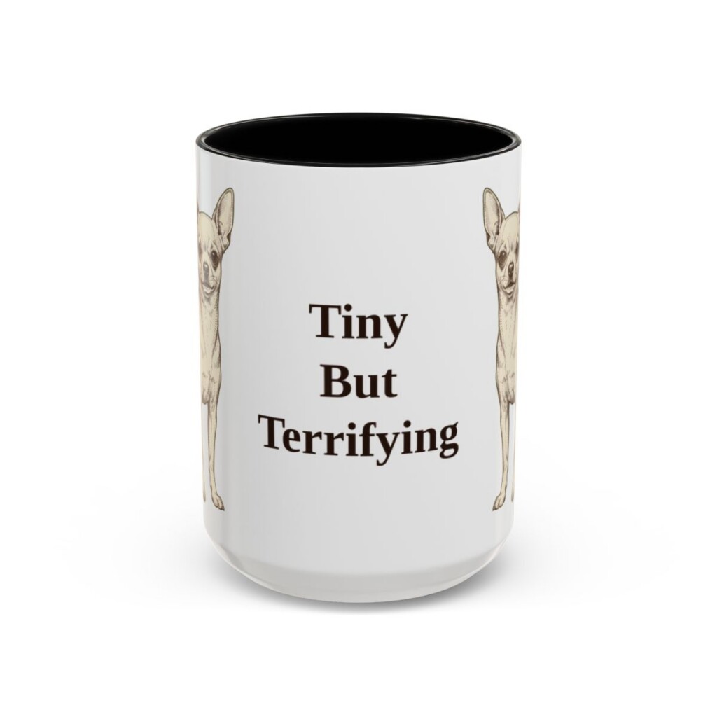 15oz Funny Chihuahua Mug, Black, front view