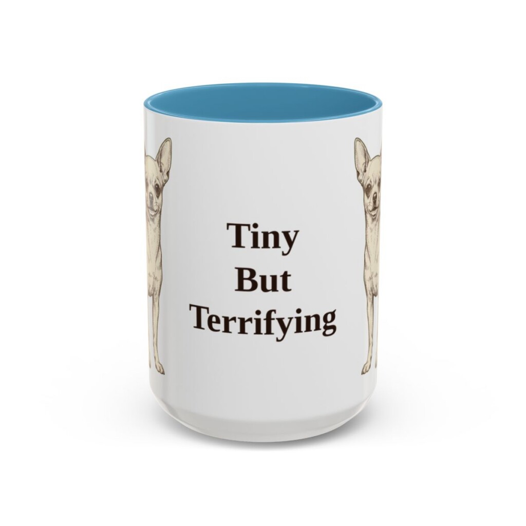 15oz Funny Chihuahua Mug, Light Blue, front view