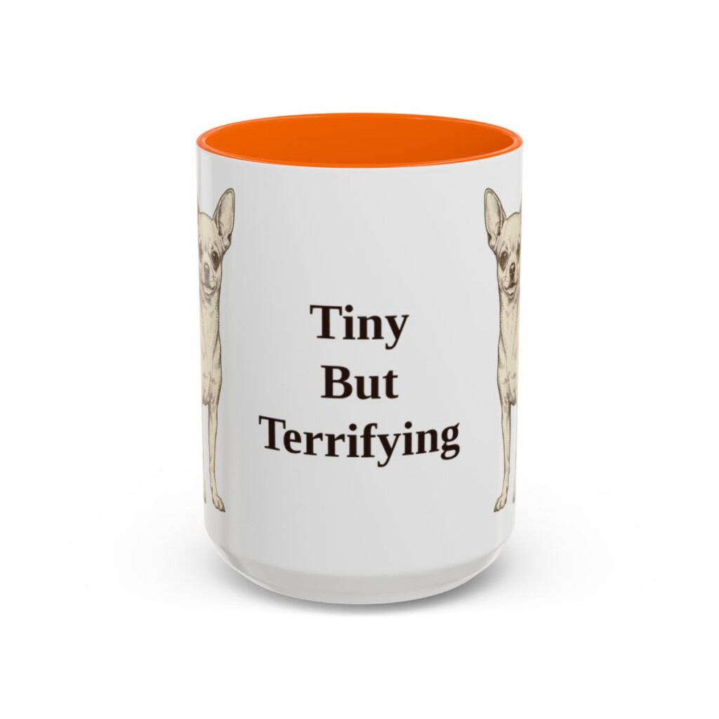 15oz Funny Chihuahua Mug, Orange, front view