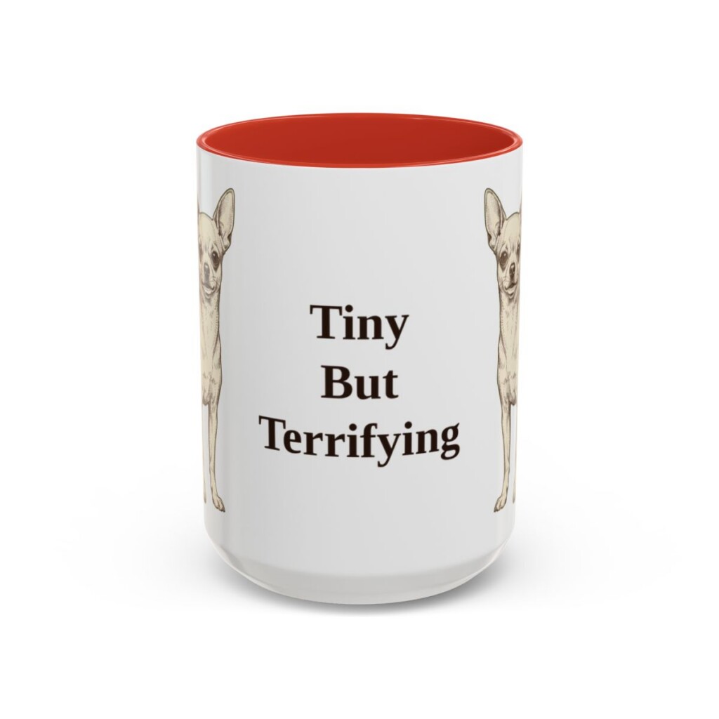 15oz Funny Chihuahua Mug, Red, front view