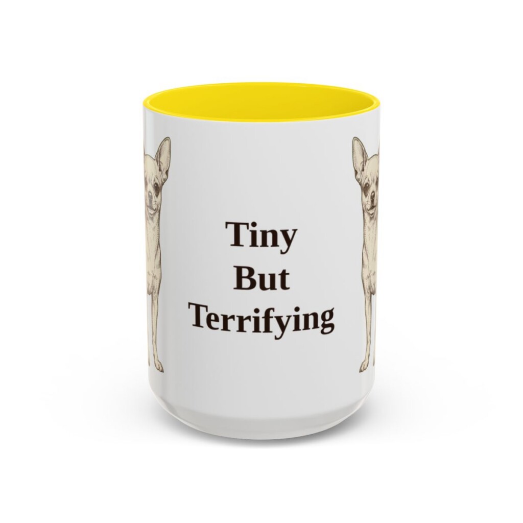 15oz Funny Chihuahua Mug, Yellow, front view