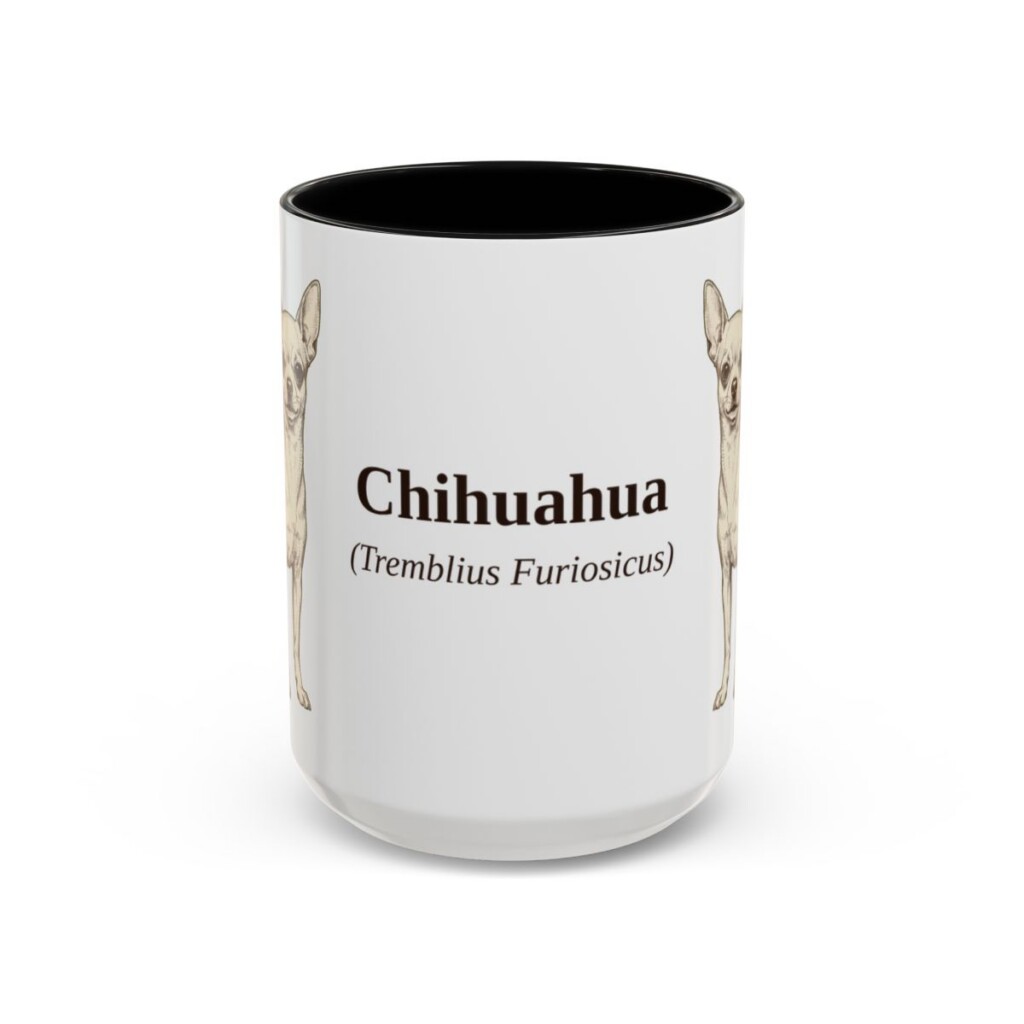 15oz Chihuahua Latin Mug, Black, front view