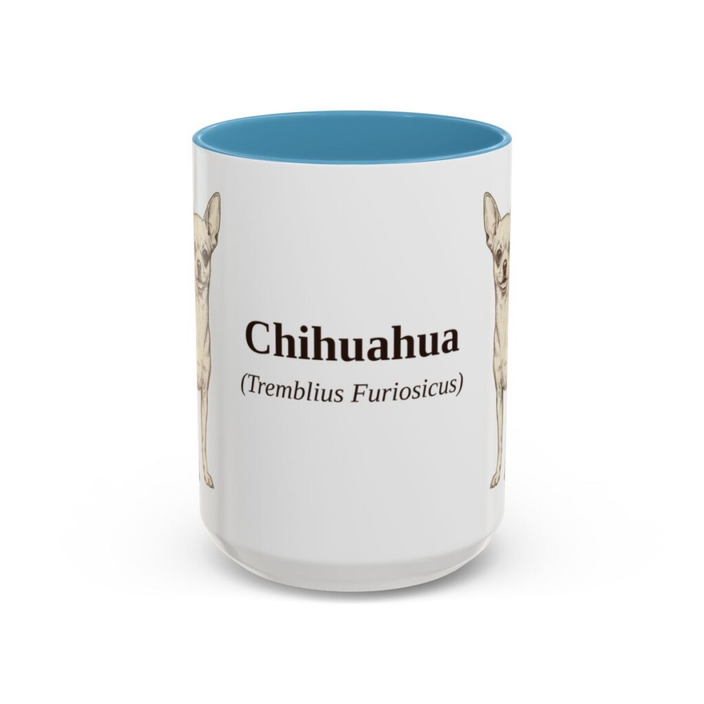 15oz Chihuahua Latin Mug, Light Blue, front view