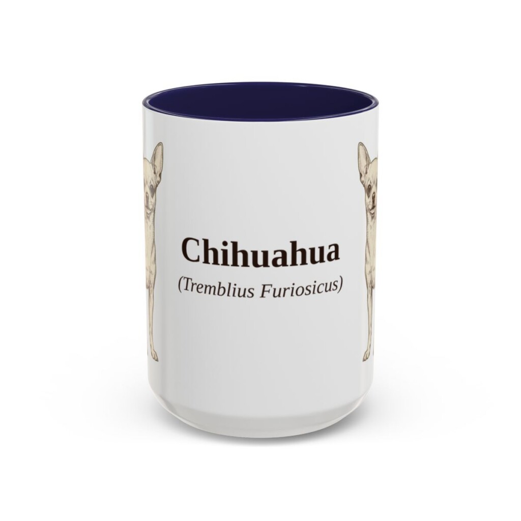15oz Chihuahua Latin Mug, Navy, front view