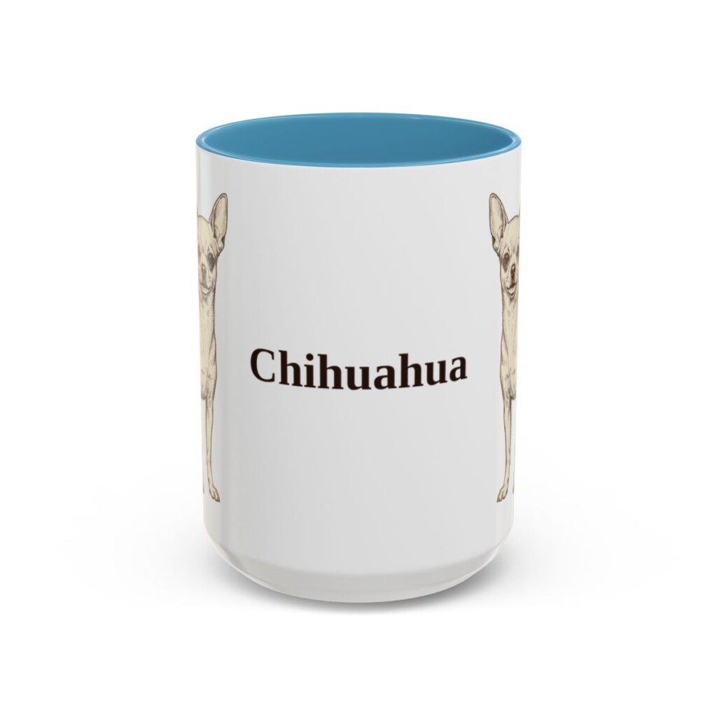 15oz Chihuahua Mug, Light Blue, front view