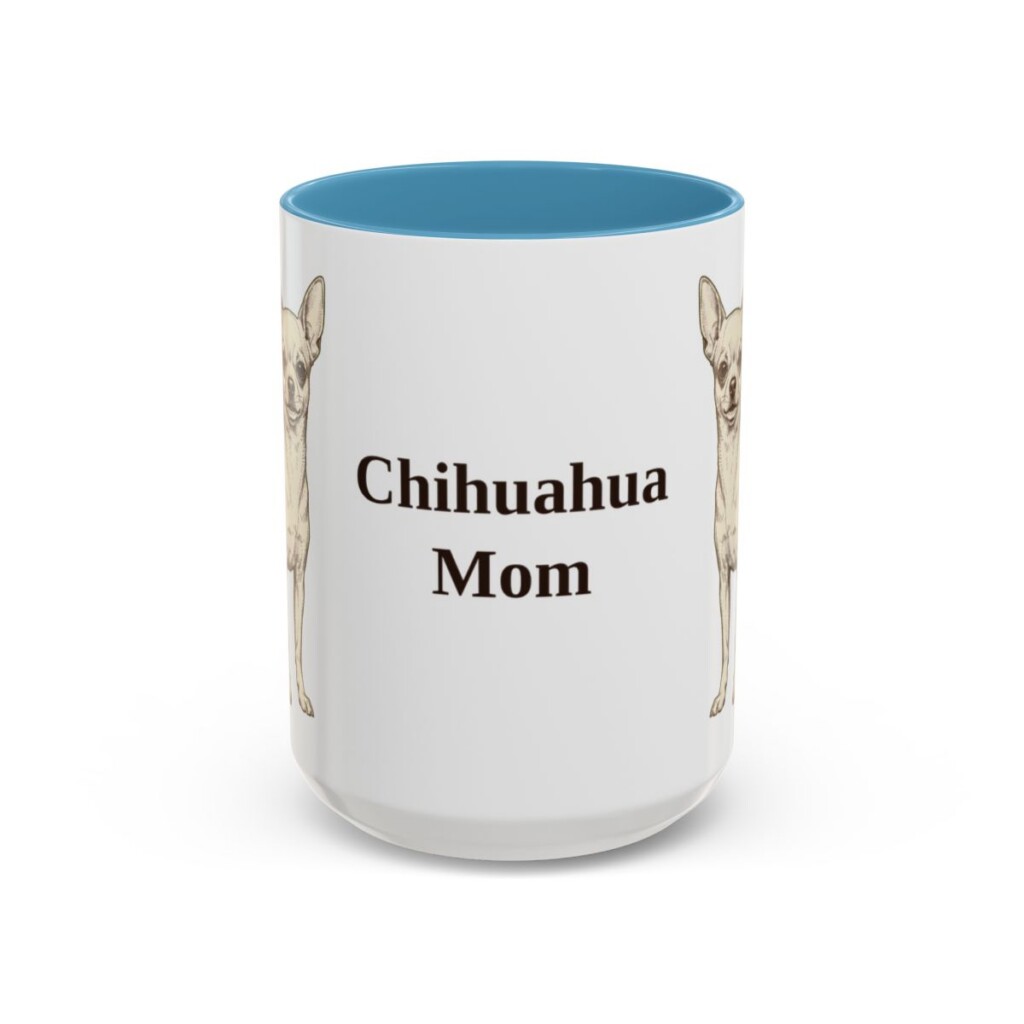 15oz Chihuahua Dog Mom Mug, Light Blue, front view
