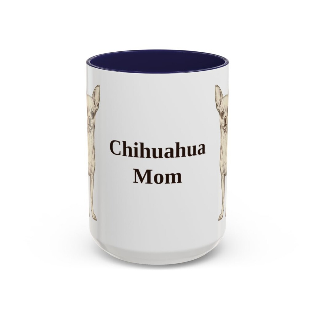 15oz Chihuahua Dog Mom Mug, Navy, front view