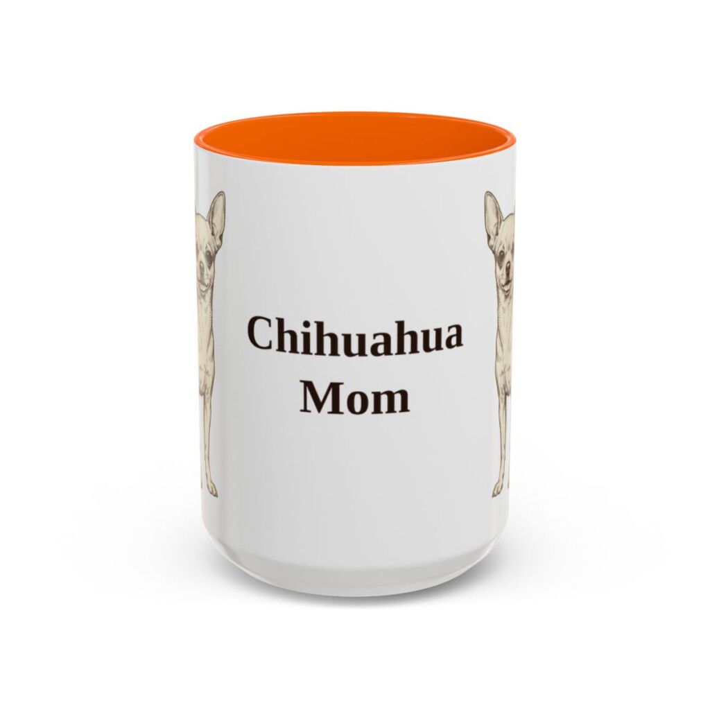 15oz Chihuahua Dog Mom Mug, Orange, front view