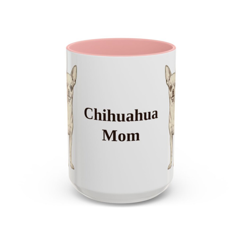 15oz Chihuahua Dog Mom Mug, Pink, front view