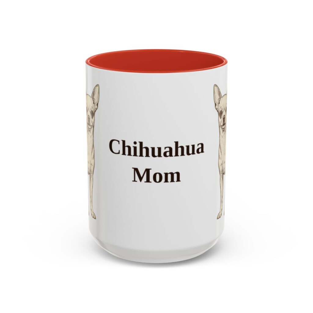 15oz Chihuahua Dog Mom Mug, Red, front view
