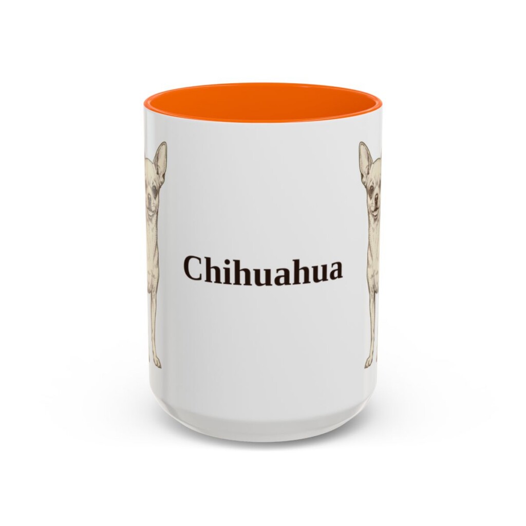 15oz Chihuahua Mug, Orange, front view