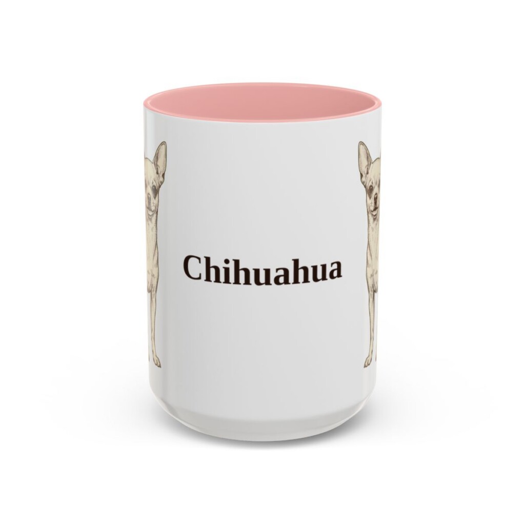15oz Chihuahua Mug, Pink, front view