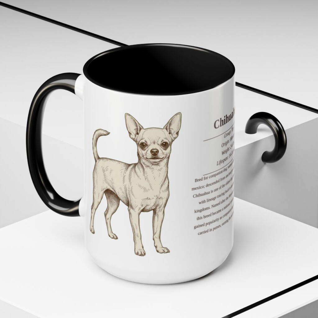 15oz Chihuahua Mug, Black, lifestyle photo