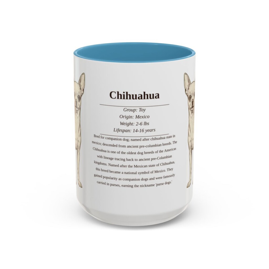 15oz Chihuahua Mug, Light Blue, front view