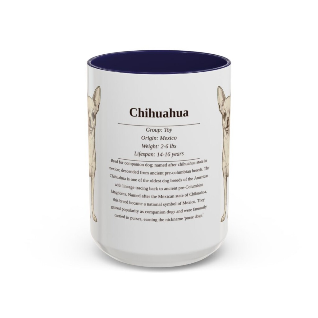 15oz Chihuahua Mug, Navy, front view