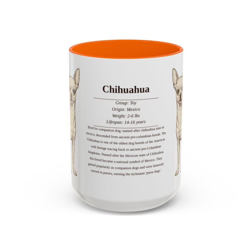 15oz Chihuahua Mug, Orange, front view