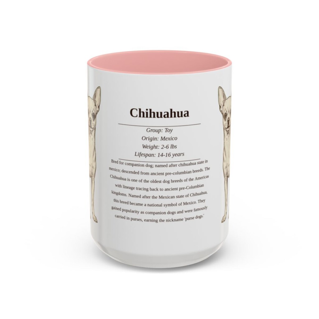 15oz Chihuahua Mug, Pink, front view