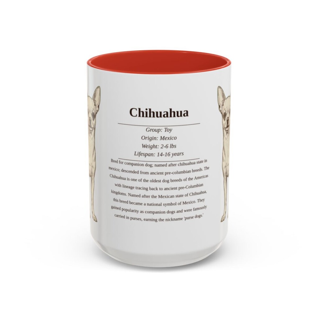 15oz Chihuahua Mug, Red, front view