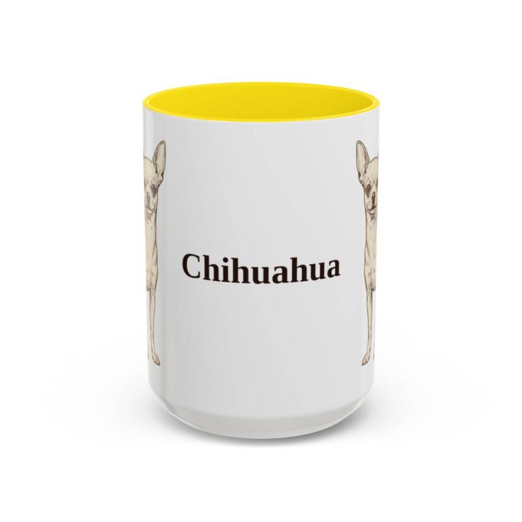 15oz Chihuahua Mug, Yellow, front view
