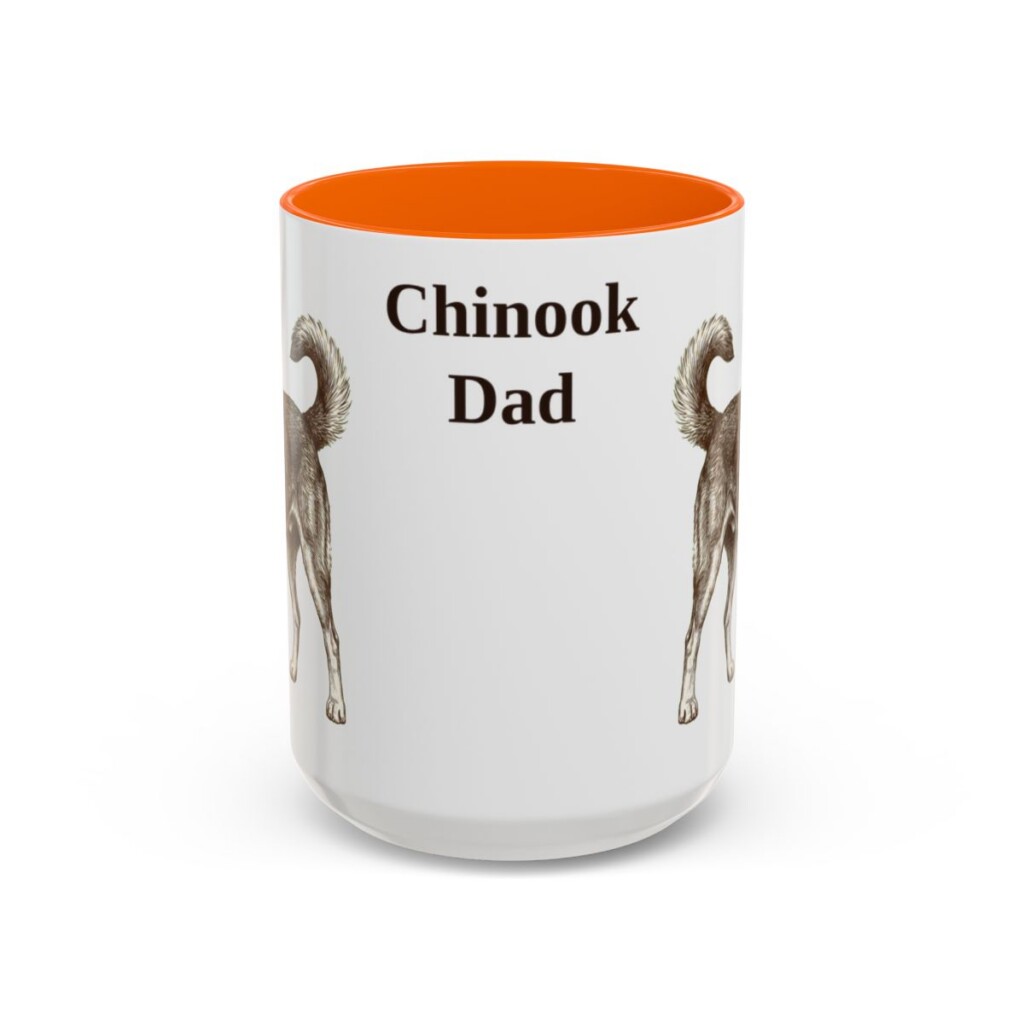 15oz Chinook Dog Dad Mug, Orange, front view