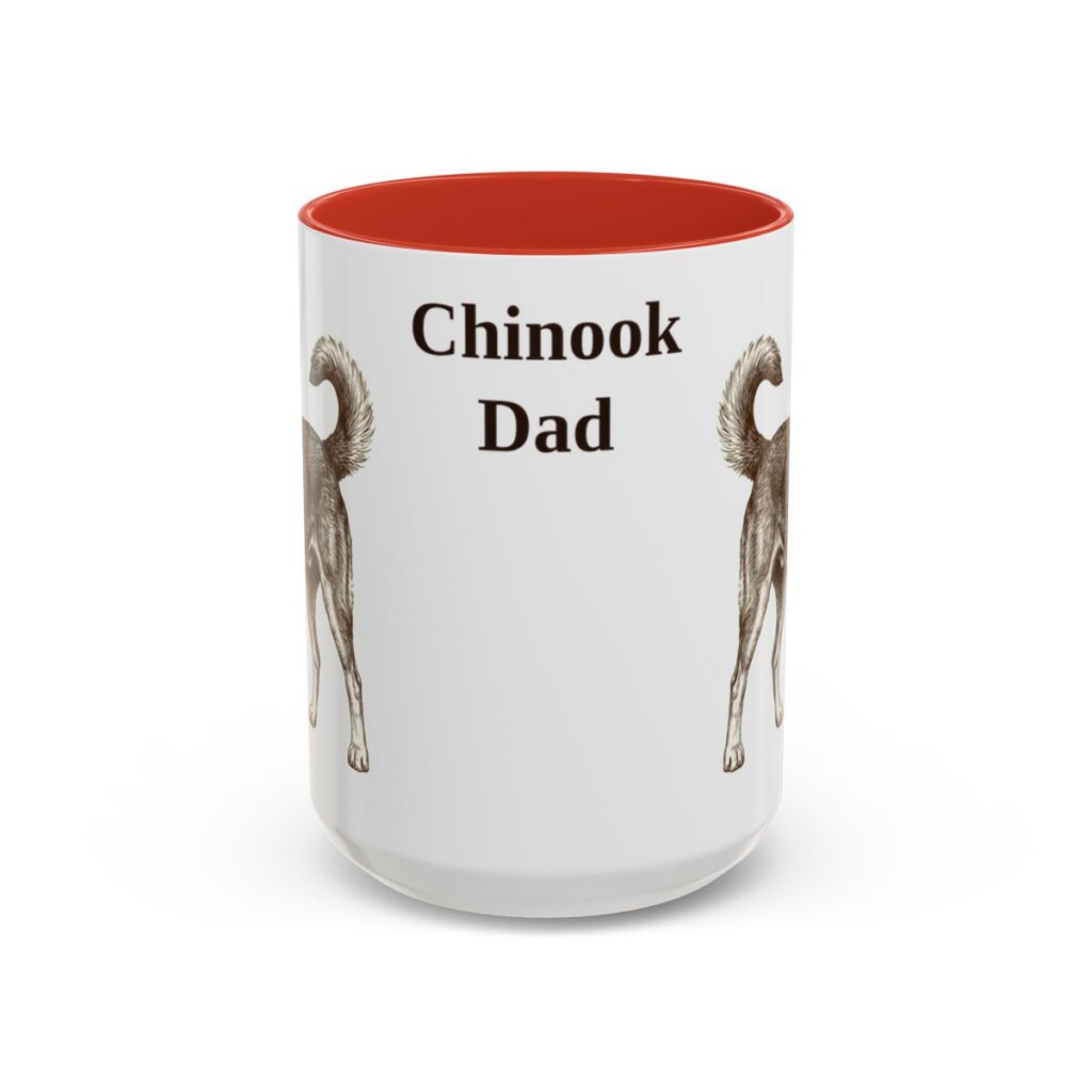 15oz Chinook Dog Dad Mug, Red, front view