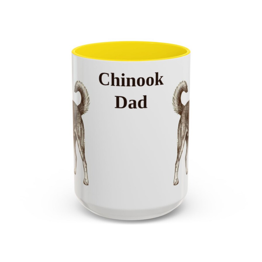 15oz Chinook Dog Dad Mug, Yellow, front view