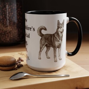 15oz Funny Chinook Mug, Black, lifestyle photo