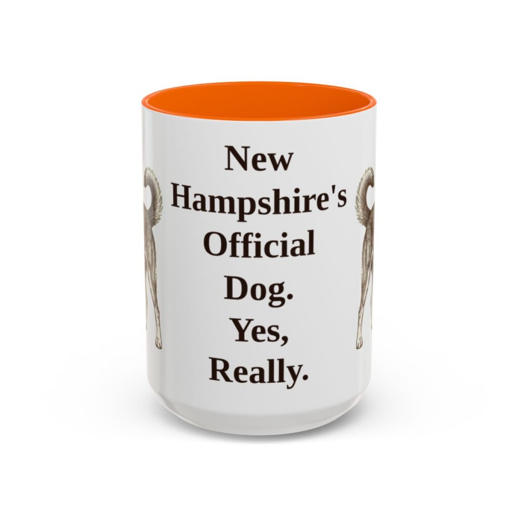 15oz Funny Chinook Mug, Orange, front view