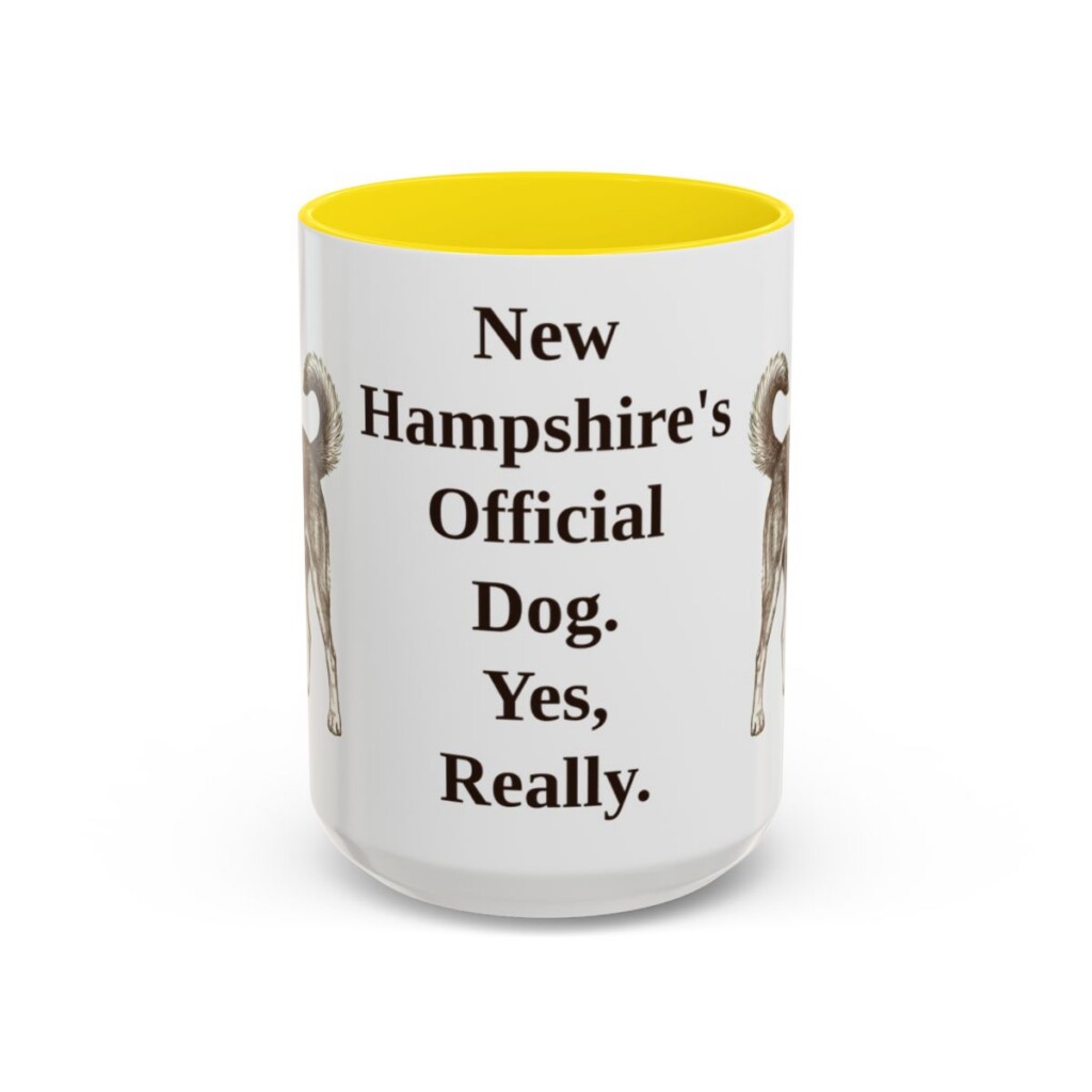 15oz Funny Chinook Mug, Yellow, front view