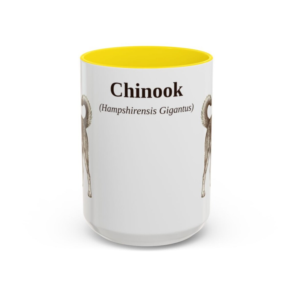 15oz Chinook Latin Mug, Yellow, front view