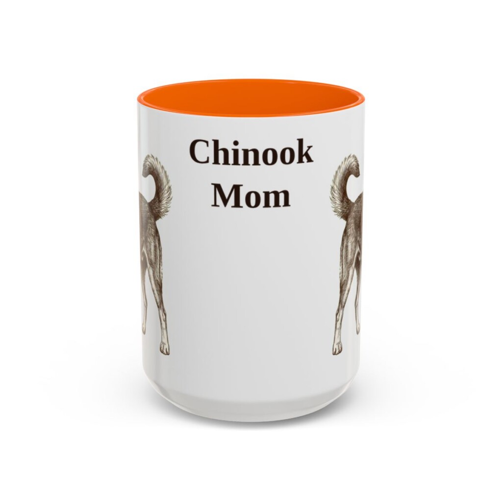 15oz-chinook-mug-mom-orange 15oz Chinook Dog Mom Mug, Orange, front view