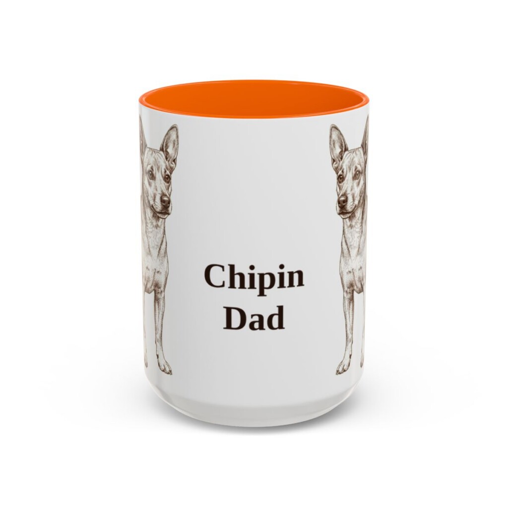 15oz-chipin-mug-dad-orange 15oz Chipin Dog Dad Mug, Orange, front view