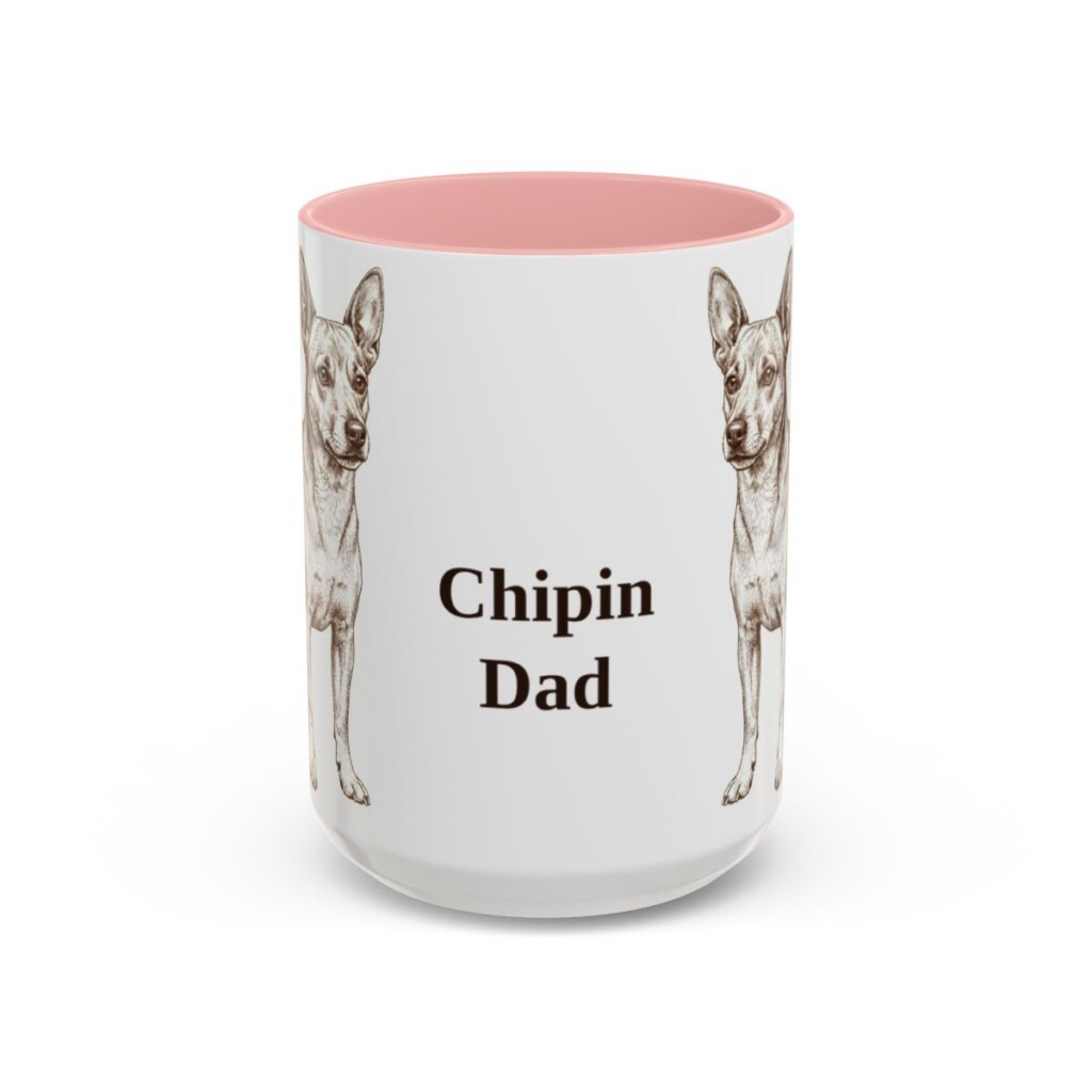 15oz-chipin-mug-dad-pink 15oz Chipin Dog Dad Mug, Pink, front view
