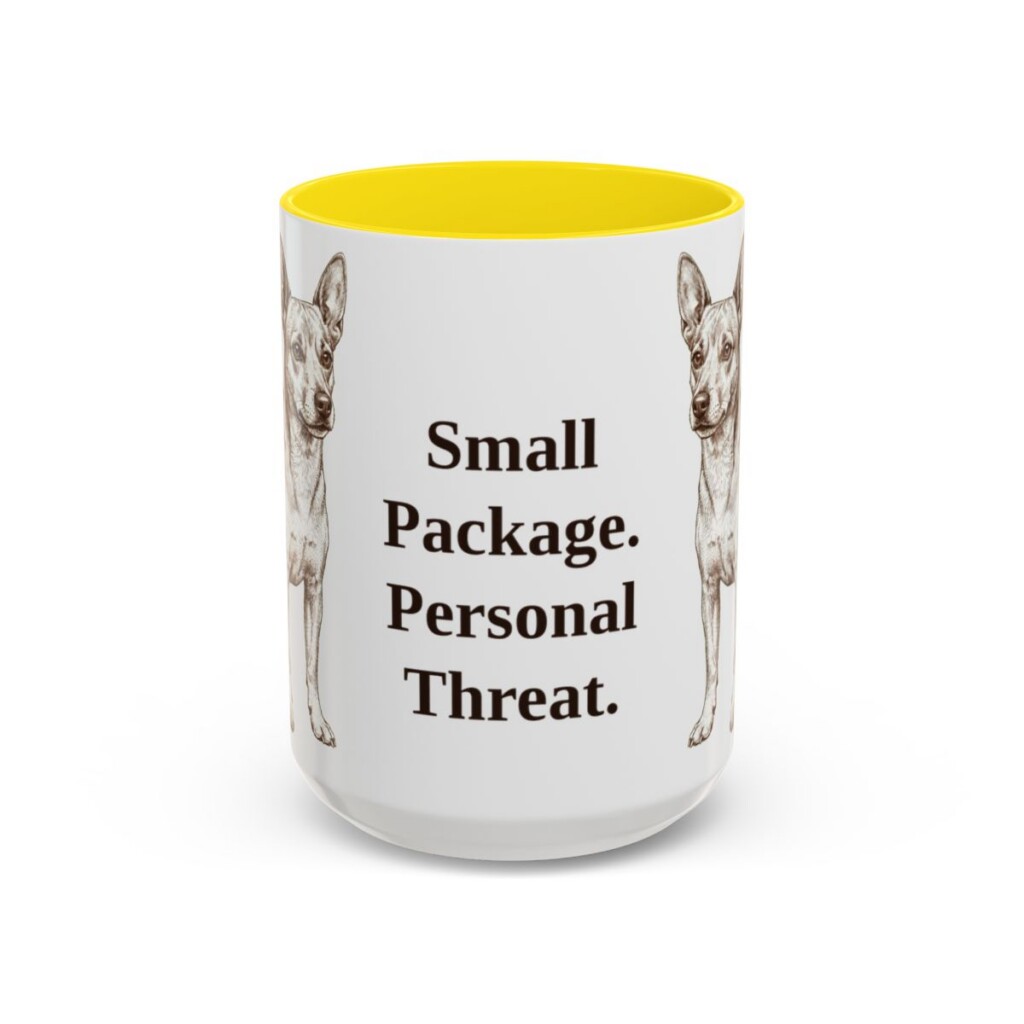 15oz Funny Chipin Mug, Yellow, front view