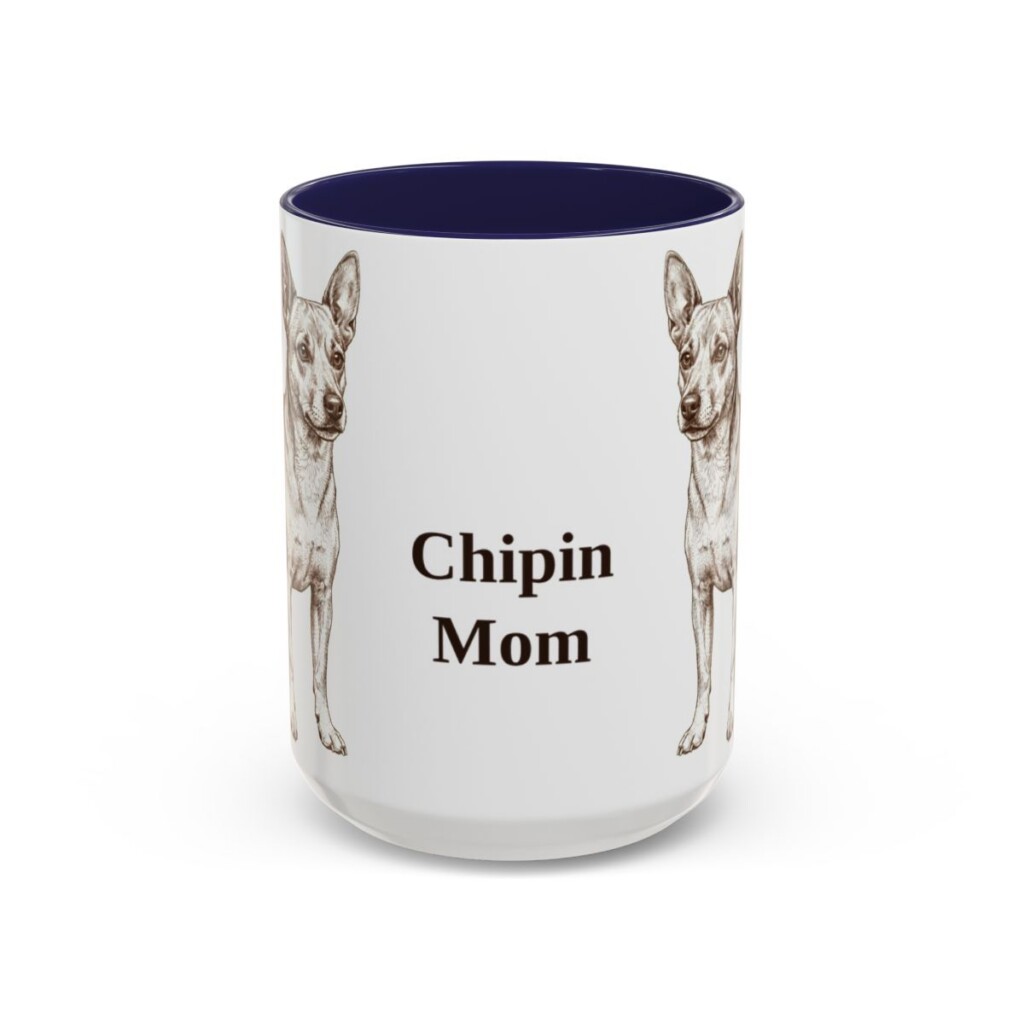 15oz Chipin Dog Mom Mug, Navy, front view
